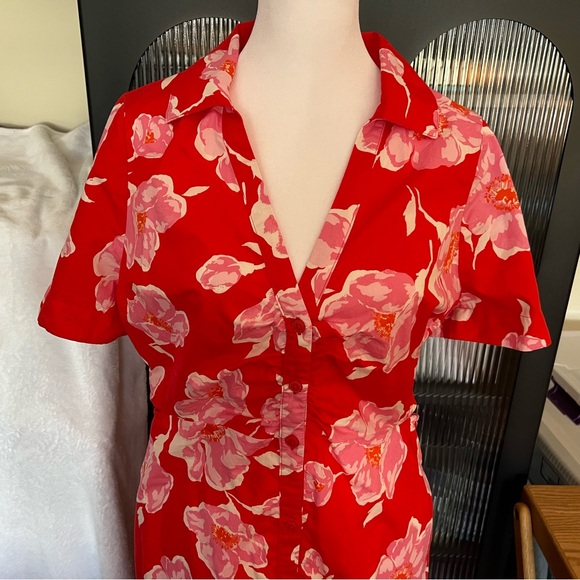Old Navy M Cutout Midi Red Floral Dress - Picture 4 of 4